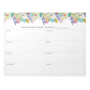 Spring Bloom Blume Wochenplaner Notepad Notizblock