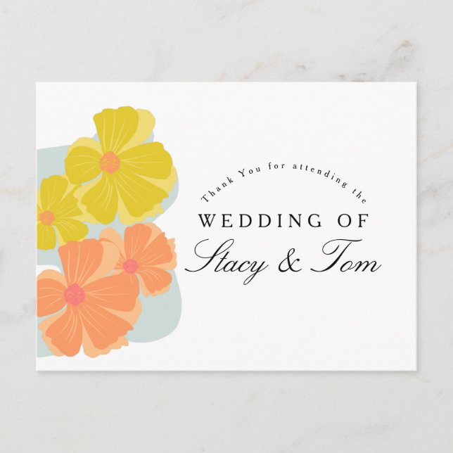 Spring Bloom Cosmos Hand Drawn Wedding Postkarte (Vorderseite)