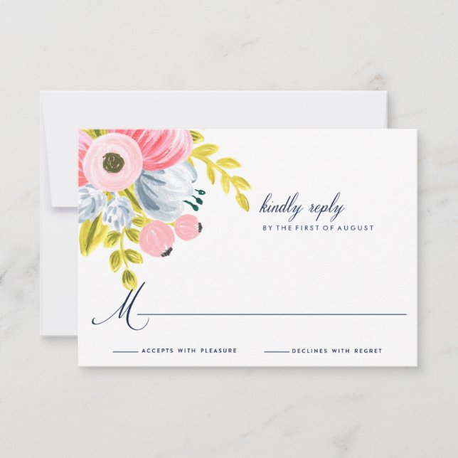 Spring Bloom Watercolor Floral Wedding RSVP (Vorderseite)