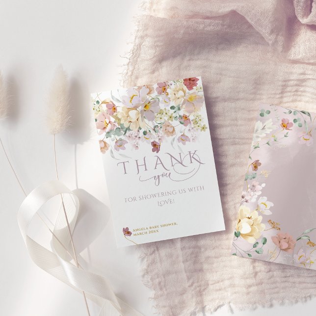 Spring Bloom Wildblume Lila Girl Baby Dusche Dankeskarte (Von Creator hochgeladen)