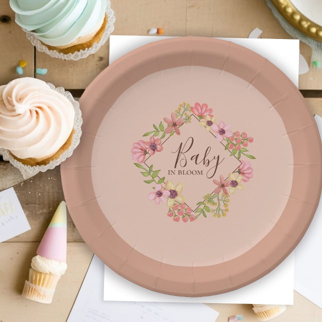 Spring Blooms Baby Dusche Pink Blume Boho Party Pappteller (Von Creator hochgeladen)