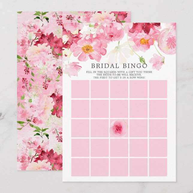 Spring Blossom BINGO Brautparty Game Einladung (Vorne/Hinten)