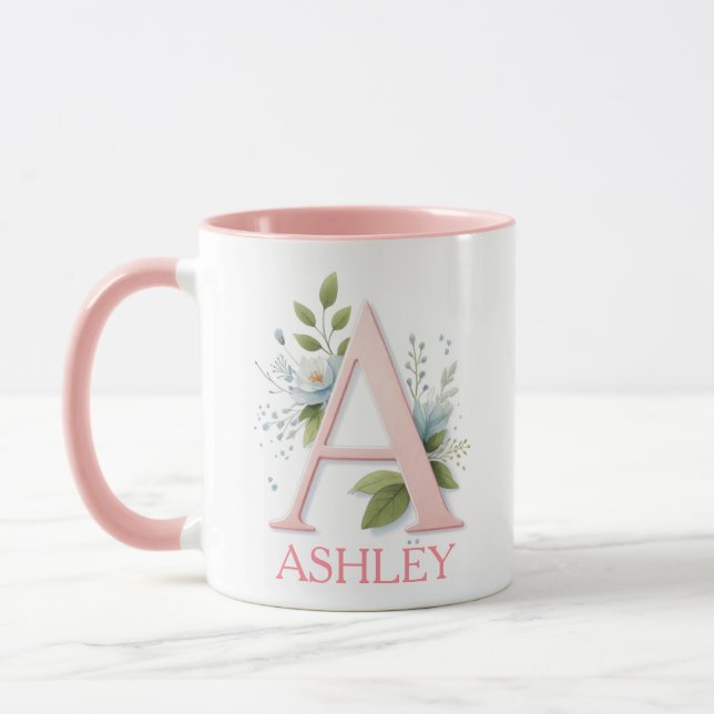 Spring Blossom Personalisierter Buchstabe A - Indi Tasse (Links)