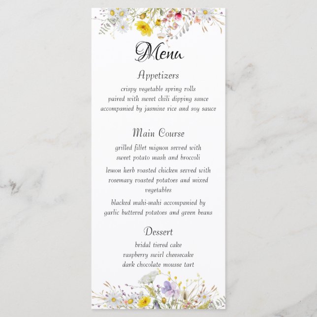 Spring Blossom Wedding Menu Menükarte (Vorderseite)