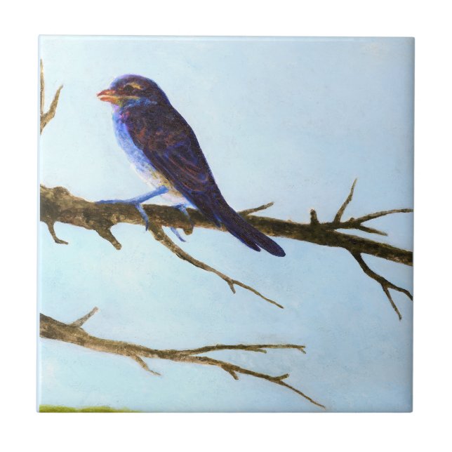 Spring Blue Bird Keramik Tile Fliese (Vorderseite)