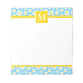 Spring Blue Daisies Monogram Notizblock
