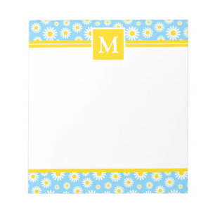 Spring Blue Daisies Monogram Notizblock