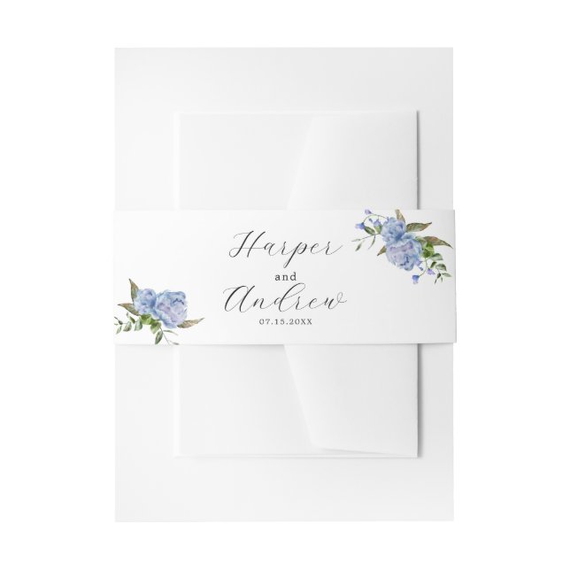 Spring Blue Floral Wedding Einladungsbanderole (Vorderseite Beispiel)
