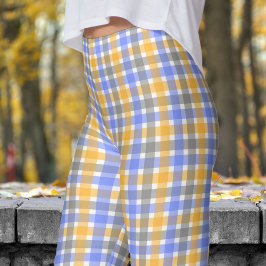 Spring Blue Karo Pattern Leggings