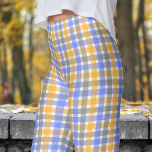 Spring Blue Karo Pattern Leggings