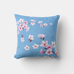 Spring Blue Sky Cherry Blossom Blume Warecolor Kissen