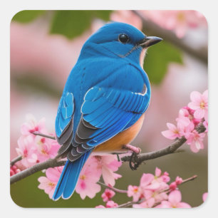 Spring Bluebird Quadratischer Aufkleber