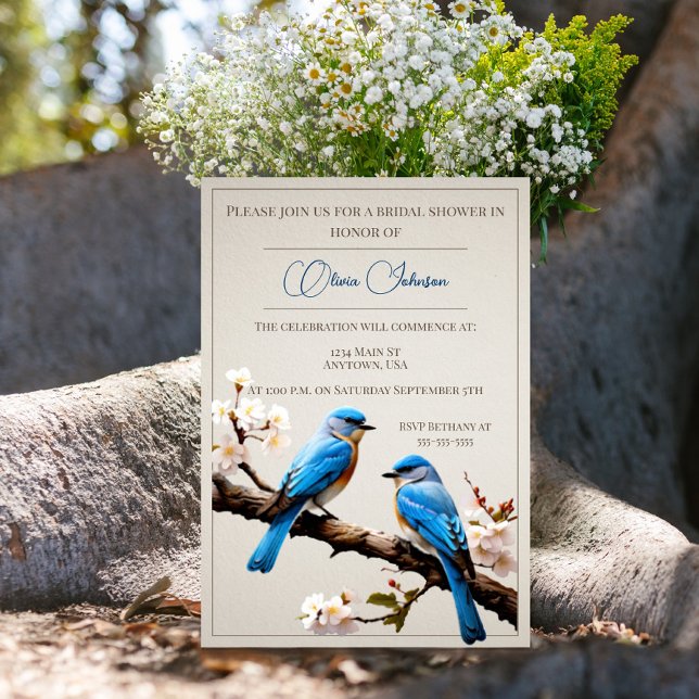 Spring Bluebirds Brautparty Einladung (Spring Bluebirds Bridal Shower Invitation)