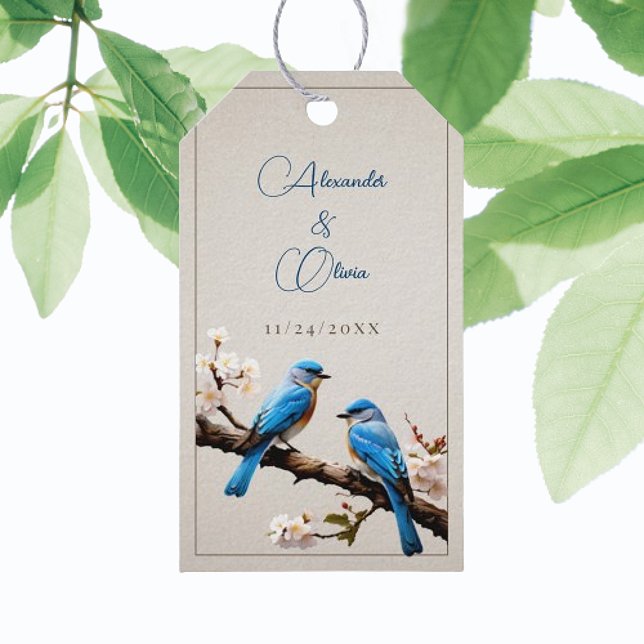 Spring Bluebirds Gastgeschenk Hochzeit Geschenkanhänger (Spring Bluebirds Wedding Favor Gift Tags)