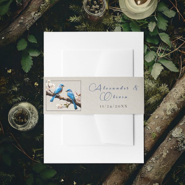 Spring Bluebirds Hochzeit Einladungsbanderole (Spring Bluebirds Wedding Invitation Belly Band)