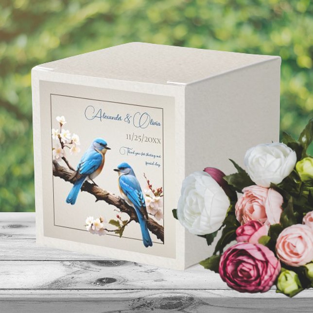 Spring Bluebirds Hochzeit Geschenkschachtel (Spring Bluebirds Wedding Favor Box)