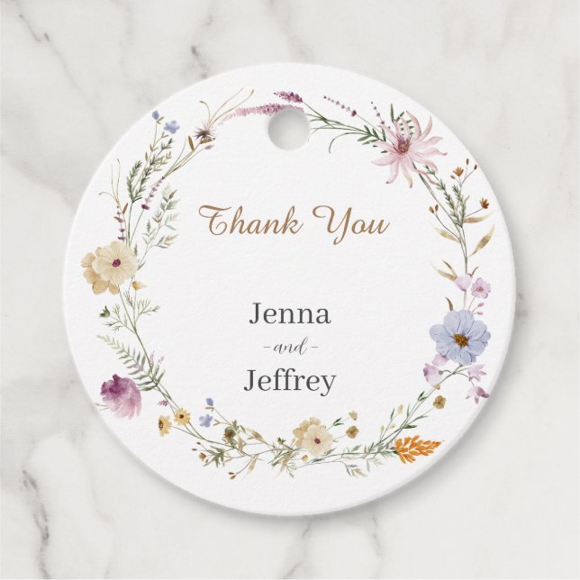 Spring Blume Boho Wedding Vielen Dank Geschenkanhänger (Vorderseite)