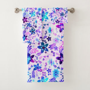 Spring Blume Bouquet - Edelweiss Blume Geometrie Badhandtuch Set