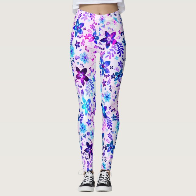 Spring Blume Bouquet - Edelweiss Blume Geometrie Leggings (Vorderseite)