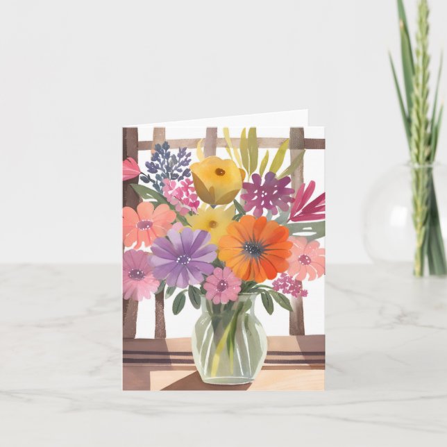 Spring Blume Bouquet | Floral Pastel Watercolor Karte (Vorderseite)