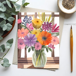 Spring Blume Bouquet | Floral Pastel Watercolor Postkarte
