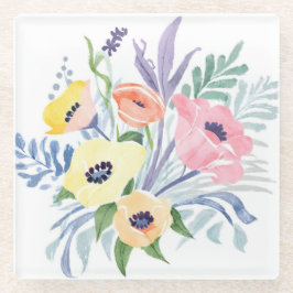 Spring Blume Bouquet | Hübsche Blumenfarbe Glasuntersetzer