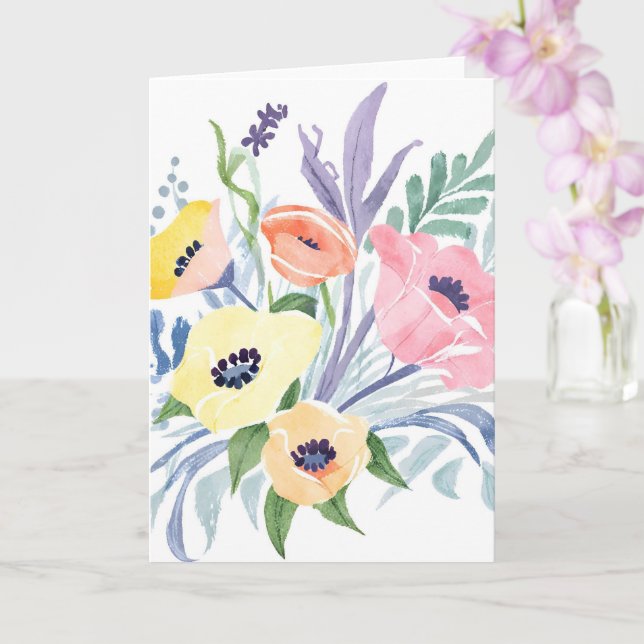 Spring Blume Bouquet | Hübsche Blumenfarbe Karte (Orchidee)
