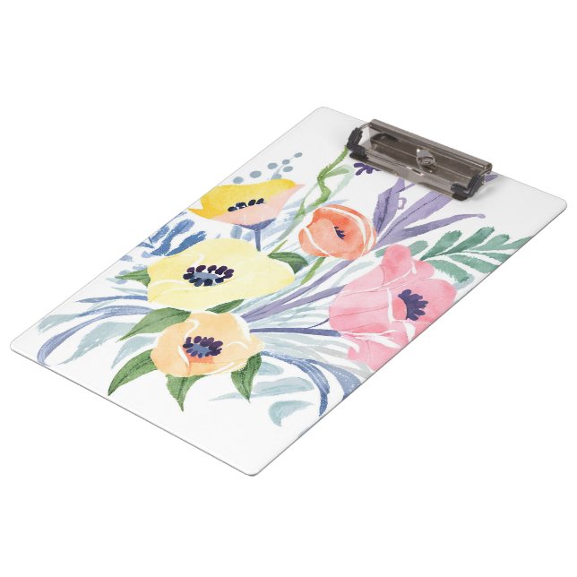 Spring Blume Bouquet | Hübsche Blumenfarbe Klemmbrett (Schrägansicht)