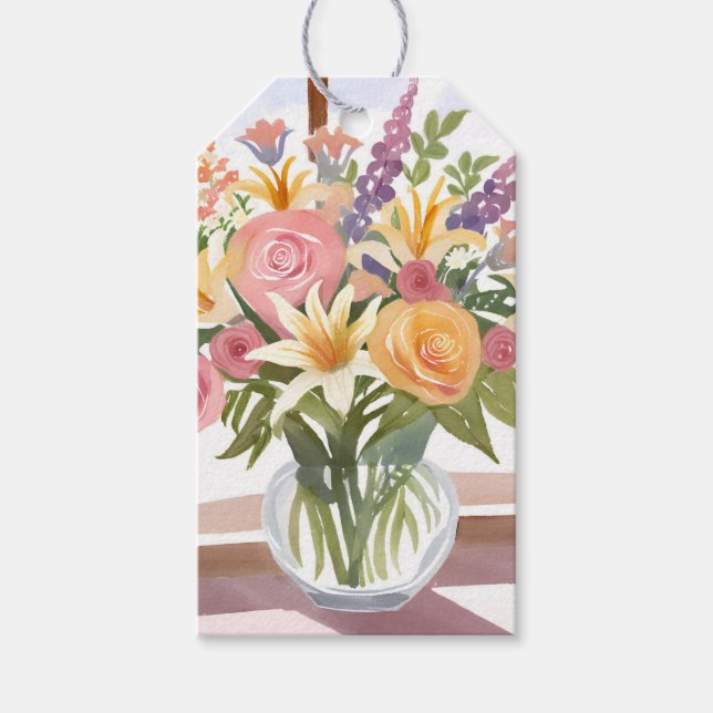 Spring Blume Bouquet | Hübsche Blumenkarte Geschenkanhänger (Vorderseite)