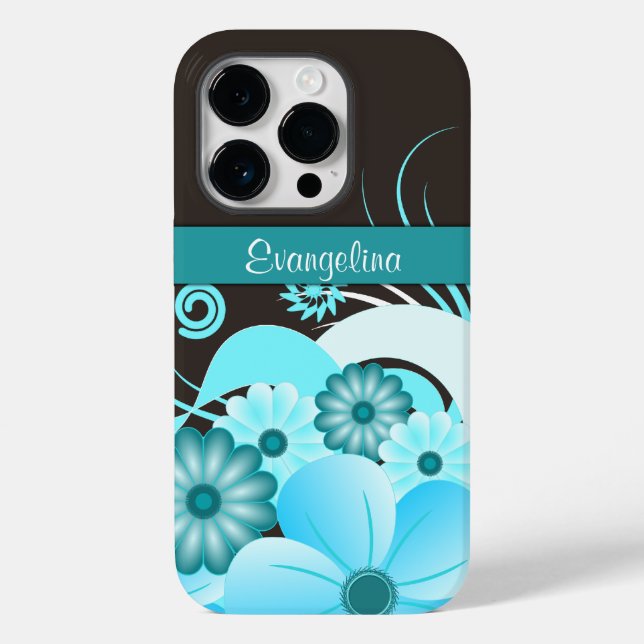 Spring Blumen Aqua Blue Hibiskus Blumen Case-Mate iPhone Hülle (Rückseite)