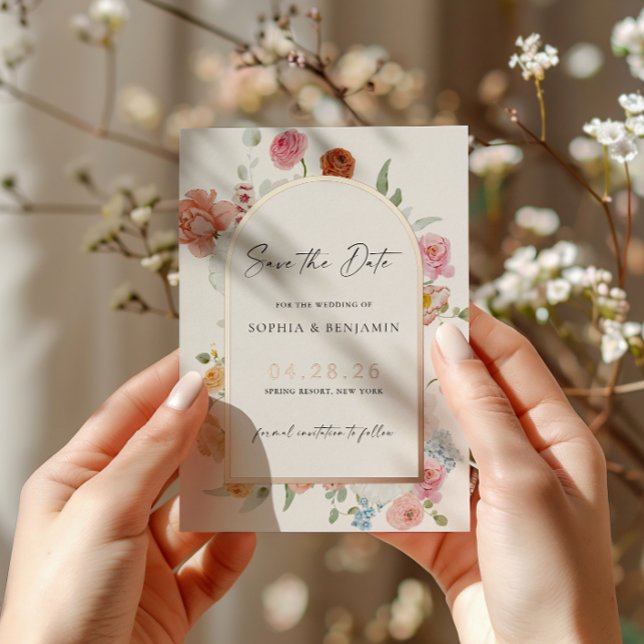 Spring Blumen Rose Gold Save the Date Karte (Von Creator hochgeladen)