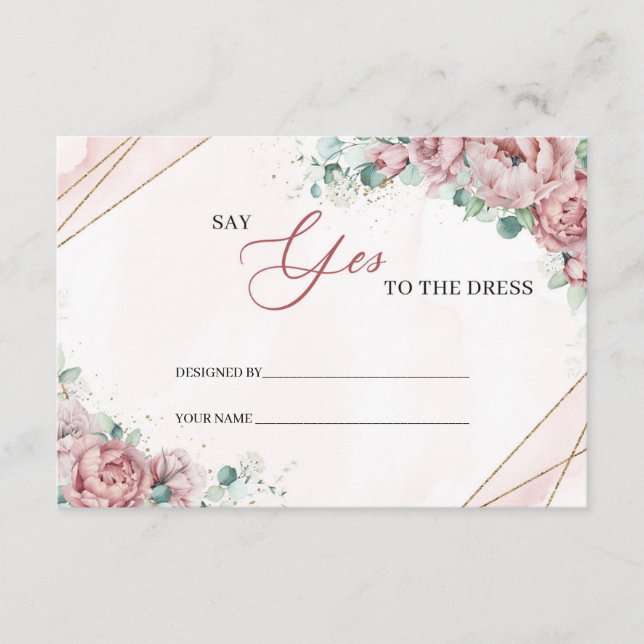 Spring Blush Bloral Gold Say Yes to dress Card Begleitkarte (Vorderseite)