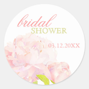Spring Blush Peony Bridal Dusche Einladung Runder Aufkleber