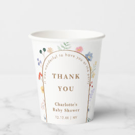 Spring Boho Arch Wildblume Floral Baby Dusche Pappbecher