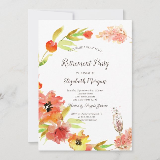 Spring Boho Blume Glass Retirement Einladung (Vorderseite)