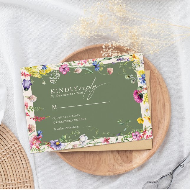 Spring Boho Chic Colorful Wildflower Wedding  Begleitkarte (Von Creator hochgeladen)