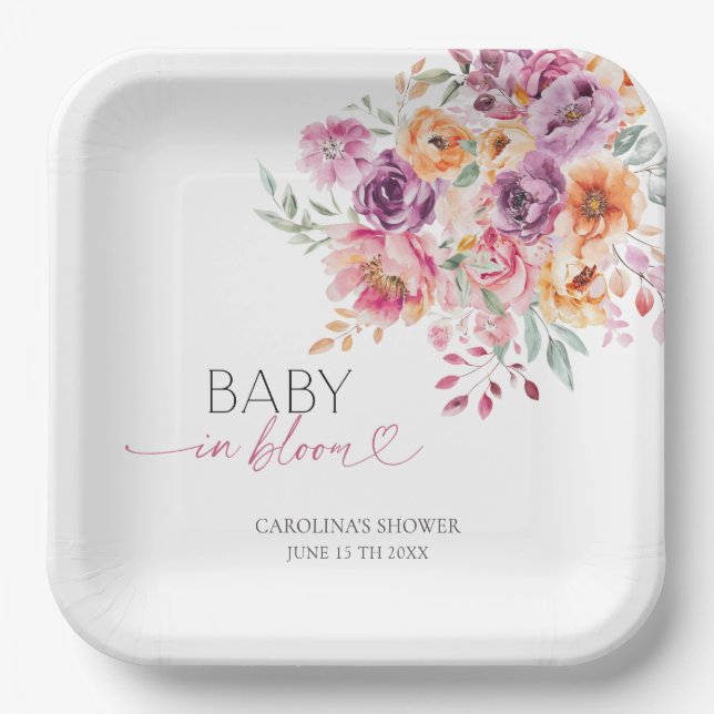 Spring Boho Garden Floral Baby In Bloom Pappteller (Vorderseite)