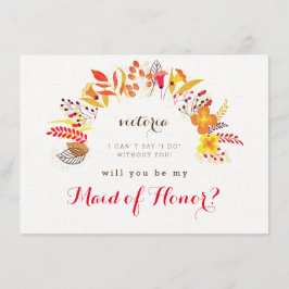 Spring Boho Wildblume Foliage Bridesmaid Cards Menükarte