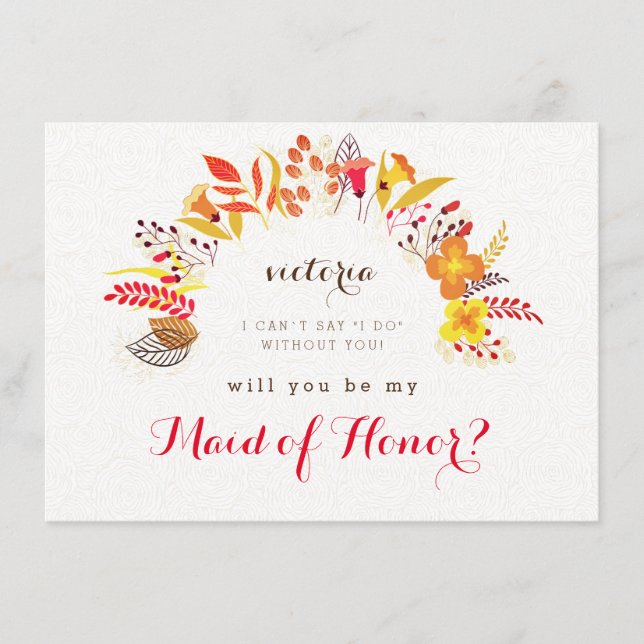 Spring Boho Wildblume Foliage Bridesmaid Cards Menükarte (Vorderseite)