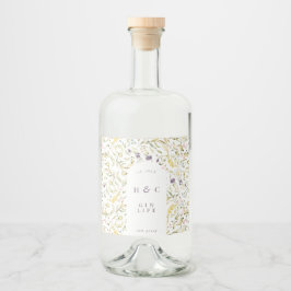 Spring Boho Wildblume Pampas Gin Alkoholflaschenetikett