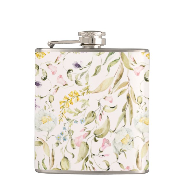 Spring Boho Wildblume Pampas Wedding Flachmann (Vorderseite)