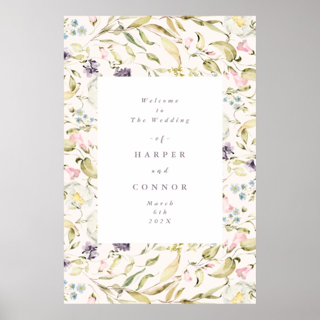 Spring Boho Wildblume Pampas Wedding Poster (Vorne)