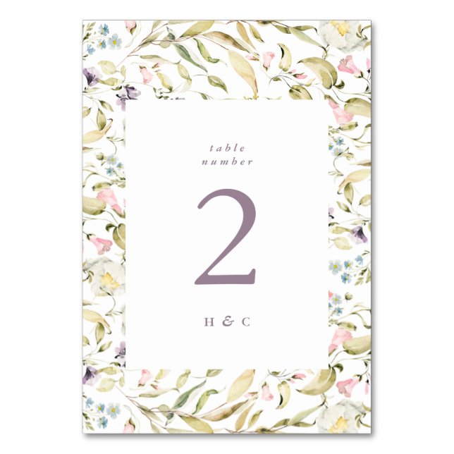 Spring Boho Wildblume Pampas Wedding Tischnummer (Vorderseite)