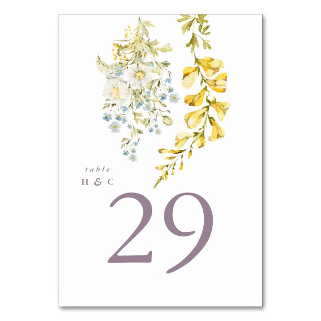 Spring Boho Wildblume Pampas Wedding Tischnummer (Vorderseite)