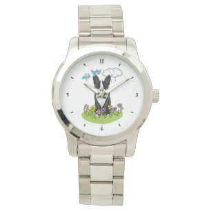 Spring Boston Terrier (schwarzer Niedlicher Hund) Armbanduhr