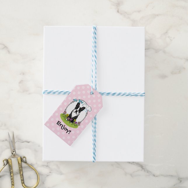 Spring Boston Terrier (schwarzer Niedlicher Hund) Geschenkanhänger (Mit Garn)