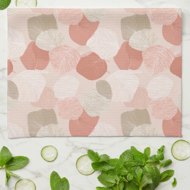 Spring Botanical Blush Sage Leaves Kitchen Towels Geschirrtuch (Gefaltet)