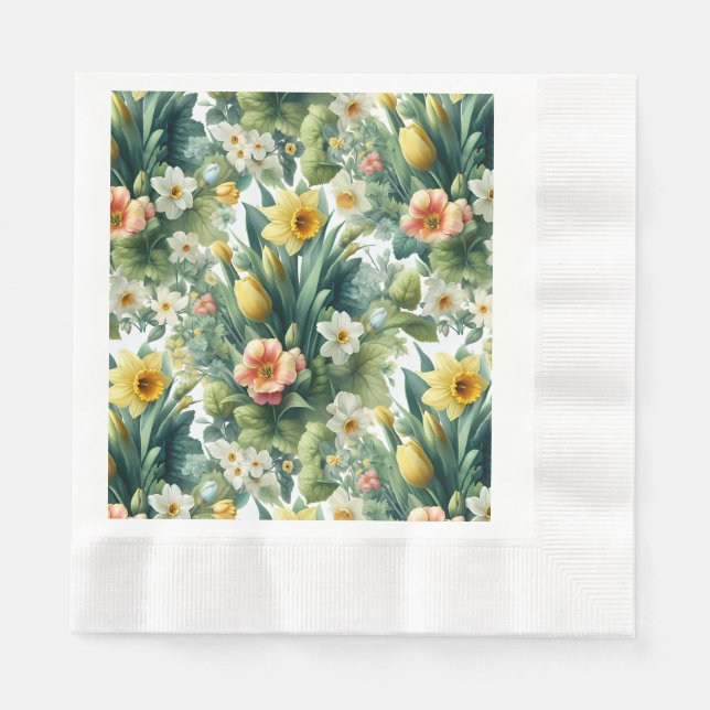 Spring Botanical Floral Easter Napkins Serviette (Vorderseite)