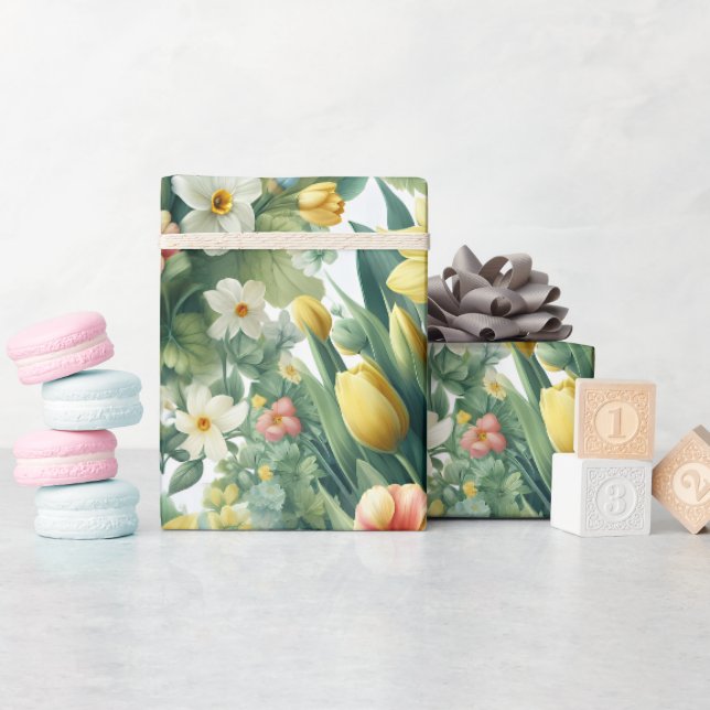 Spring Botanical Floral Wrapping Paper Geschenkpapier (Babyparty)