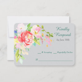 Spring Bouquet Border Wedding RSVP Karte